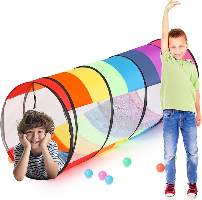 27.6 Inch Extra Large Play Tunnel for Kids Pop Up Crawl Tunnels Colorful Crawls Tube for Toddler Collapsible Tunnel Toy Gift with Breathable Mesh for Children Pet Indoor Outdoor(1 Pcs)