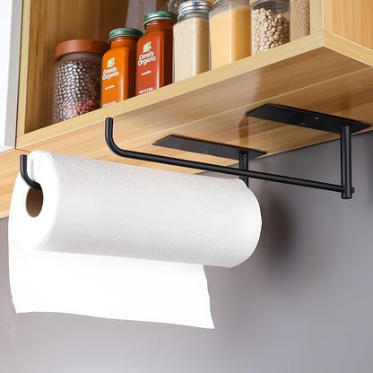 SUNTECH 2 Pack Paper Towel Holder Under Cabinet, Adhesive or Drilling Paper