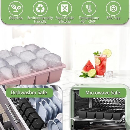 Ice Cube Trays for Freezer, 2 Pack Easy Release Slicone Ice Cube Tray