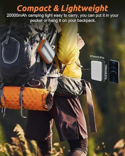Eventek LED Camping Lantern Rechargeable, 20000mAh Portable Camping Lights up to 144 Hours & 4 Light Modes, IPX5 Waterproof Camping Essentials for Power Outages, Emergency, Tent, Outdoor