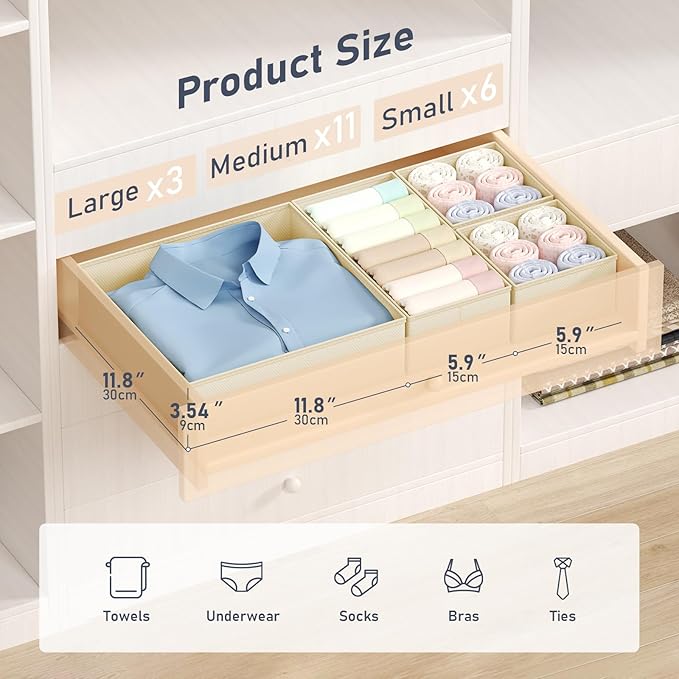 DIMJ Drawer Organizer Clothes 20 Pack