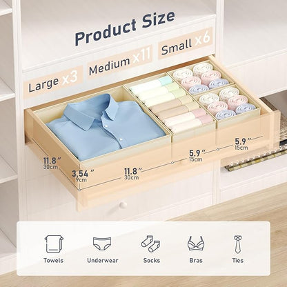 DIMJ Drawer Organizer Clothes 20 Pack