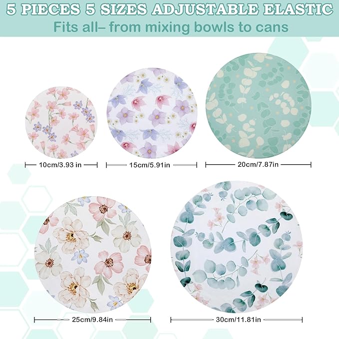 5-Size Reusable Beeswax Bowl Covers