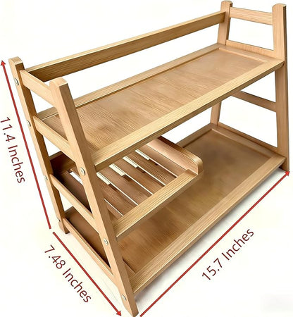 3 Tier Bamboo Matcha Station, coffee station organizer Shelf