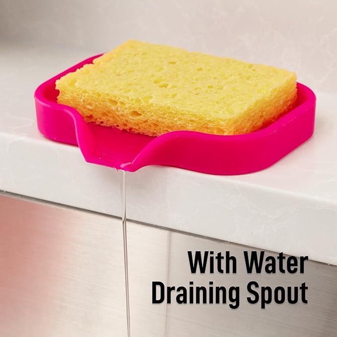 Zulay Kitchen Small Silicone Sponge Holder – Space-Saving Sink Organizer Tray