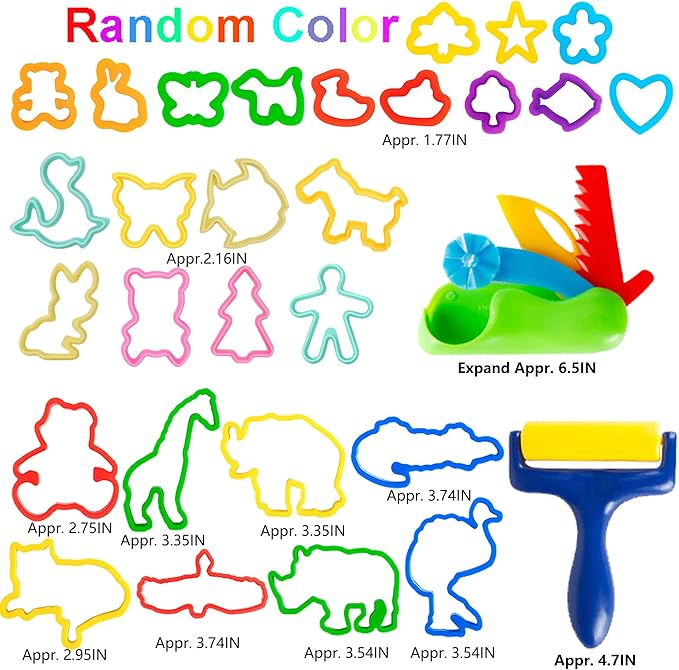 36-Piece Dough Tool Set for Kids Ages 3-8 – Includes Animal Cutters, Rolling