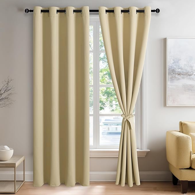 JIUZHEN Light Beige Blackout Curtains