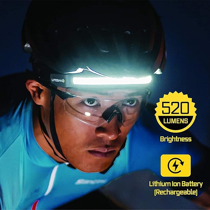 LED Headlamp Liteband Lightweight ACTIV 520 Lumen Bright Head Lamp, Powerful High Rechargeable Battery Powered Headlamps, Camping, Running, Hard Hat Light, Best Rated For Forehead Flashlight, White