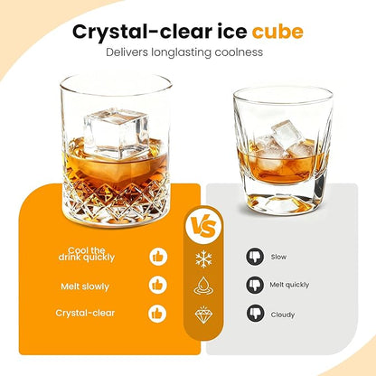 Crystal Clear Ice Maker, Compact Countertop Ice Machine, 3 x 1.6 Ice Cubes