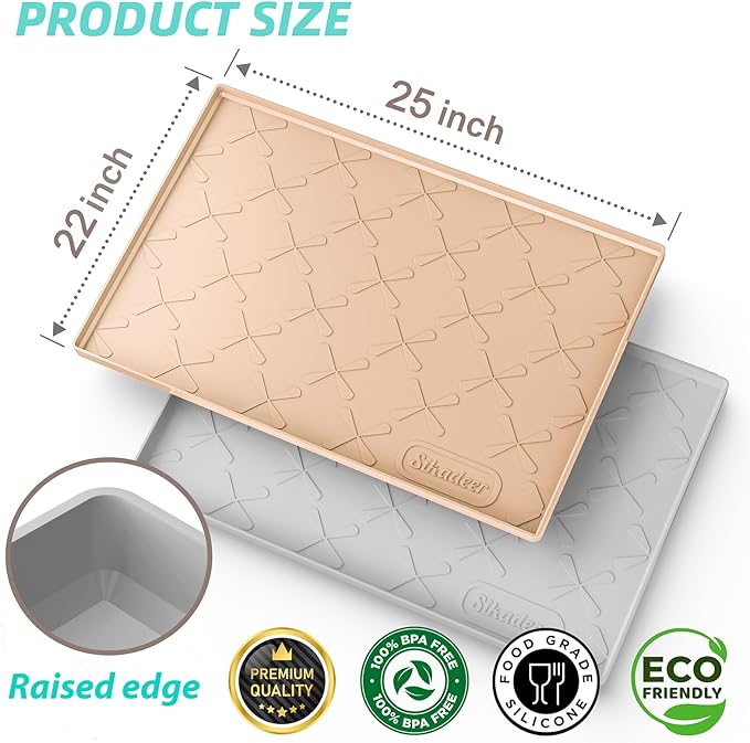 SIKADEER 25" x 22" Under Sink Mat Waterproof, Silicone Mat Kitchen Drawer Shelf