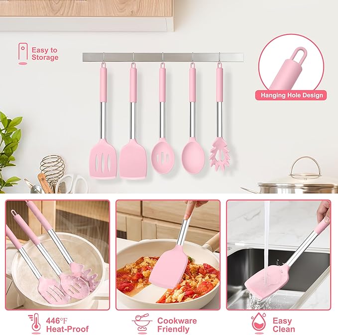 TeamFar Cooking Utensils Set, Heatproof & Healthy, Nonstick & Easy Clean