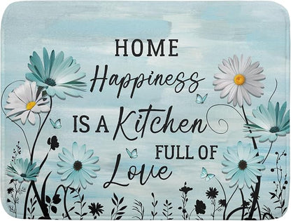Blue Daisy Dish Drying Mat 18x24 Inch Love Kitchen Absorbent Microfiber