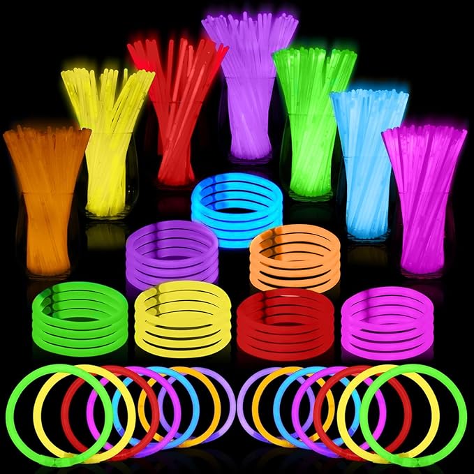 PartySticks Glow Sticks 800 pack - 8 Inch Glow in The Dark Light Up Sticks Party Favors, Glow Party Decorations, Neon Party Glow Necklaces and Glow Bracelets with Connectors