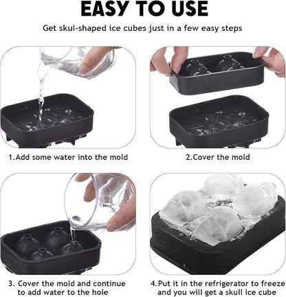 2 Pack Halloween Ice Cube Molds, Halloween Reusable Ice Cube Tray