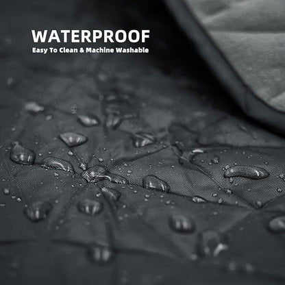 Outdoor Waterproof Blanket, Foldable Fleece Stadium Blanket for Outdoor Sports Event, Camping, Car, Pet, Picnics - Windproof, Wearable, Machine Washable 80" x 58" (Black Gray,Hooded)