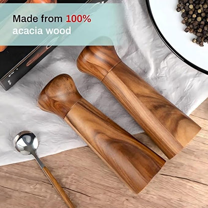 Wooden Pepper Grinder, Refillable Pepper Mill, Adjustable Pepper Shaker