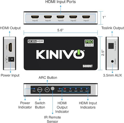 Kinivo HDMI Switch with Audio Extractor 560BNT
