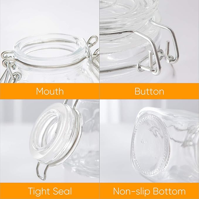 Flrolove Spice Jars 30 Pack 4oz Square Glass Jars