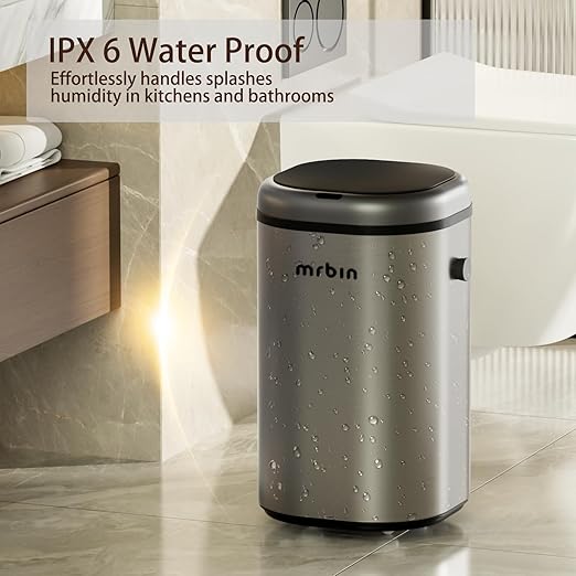 MRBIN Stainless Steel Adsorption Motion Sensor Trash Can Removable, 18L /