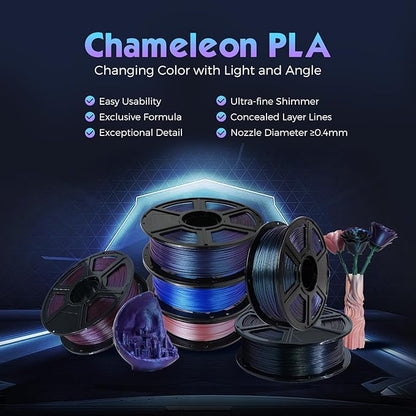 FLASHFORGE PLA Filament 1.75mm +/- 0.02mm Marsala, Color Changeable 3D Printer Filament 1kg (2.2lbs), Chameleon 3D Printing Filament Changing Colors with Light and Angle