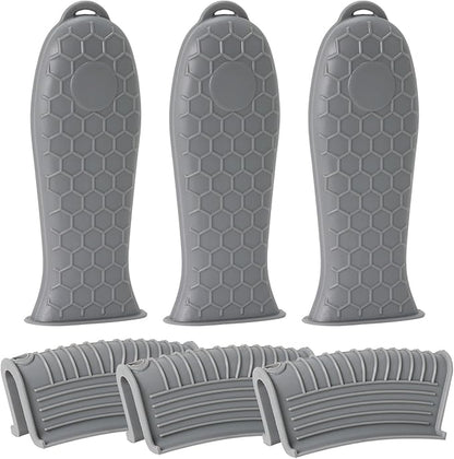 Joyhalo Cast Iron Skillet Handle Cover, 6 Pack Heat Resistant Pot Covers, Silicone Sleeve for Pans, Grey
