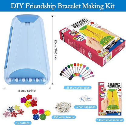Friendship Bracelet Making Kit for Girls, Arts and Crafts Bracelets String Maker Kit for Kids Ages 8-12 Christmas Birthday Gifts (All Blue)