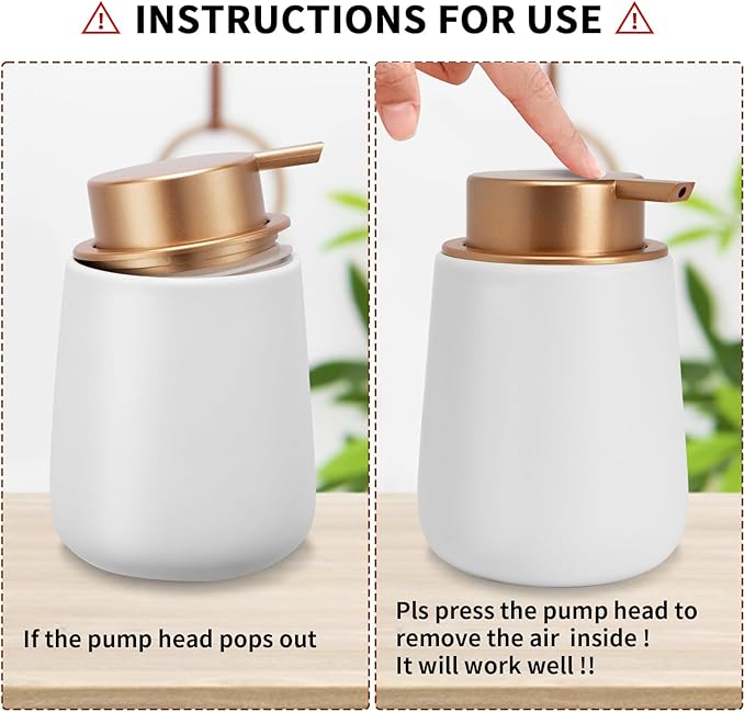 Soap Dispenser Ceramic with Easy-to-Press Pump Hand Lotion Liquid Dispenser