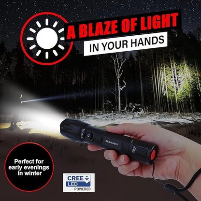 GearLight S1000 LED Tactical Flashlight - High Lumens, USB-C Fast Charging, Dual-Button, IPX4 Water-Resistant, Pocket-Sized for Camping & Emergencies with Batteries - 2 Pack, (Rechargeable)