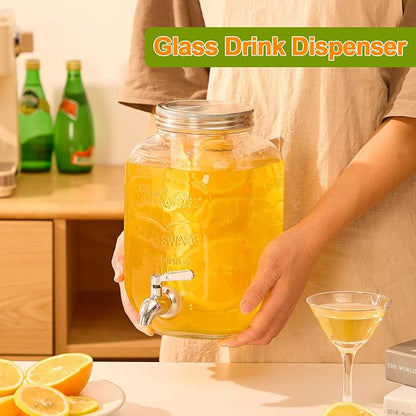 1 Gallon Beverage Dispenser, Glass Drink Dispensers