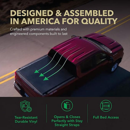 Gator Soft Roll Up Truck Bed Tonneau Cover - Easy-to-Install - No-Drill Installation - Durable Vinyl Roll Up Tonneau Cover - Low-Profile Design - 2019-2026 Chevy/GMC Silverado/Sierra 6'7" Bed