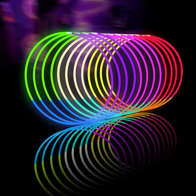 Glow Fever Glow Sticks Bulk 100ct 22'' Glow Necklaces with Connectors, Neon Light Sticks for Party Festivals Raves Concert Birthday Wedding, Tri-color