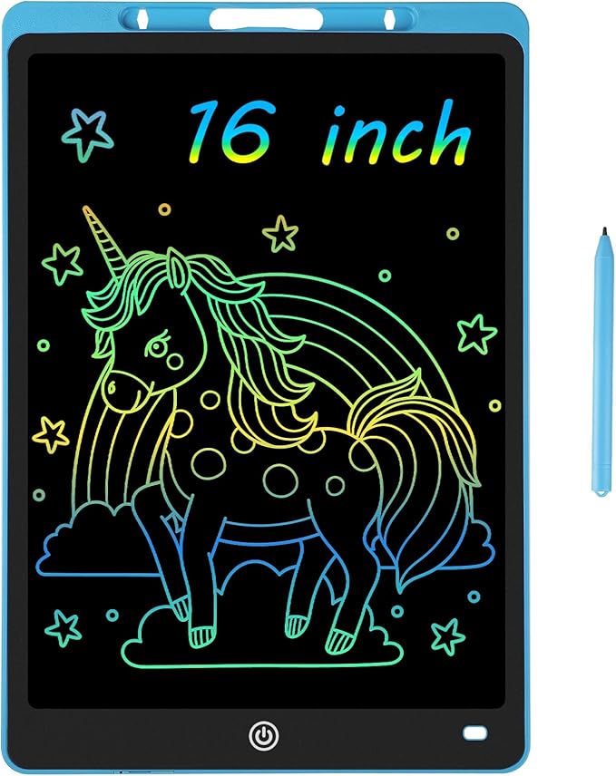 16 Inch LCD Writing Tablet - Colorful Electronic Drawing Pad & Doodle Board for Kids Ages 3-8, Erasable Educational Toy,Birthday and Christmas Gift for Girls and Boys (Blue)