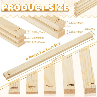 Sasylvia 20 Pcs Pottery Rolling Pin Guides Wood Teaching Rolling Mud Stick