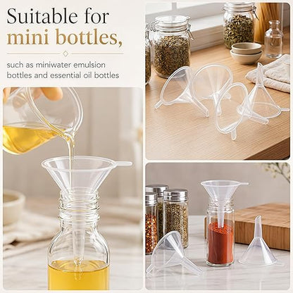 Hoolerry 50 Pcs Small Funnel for Filling Small Bottles Clear Plastic Mini