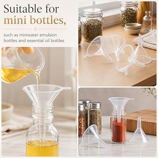 Hoolerry 200 Pcs Small Funnel for Filling Small Bottles Clear Plastic Mini