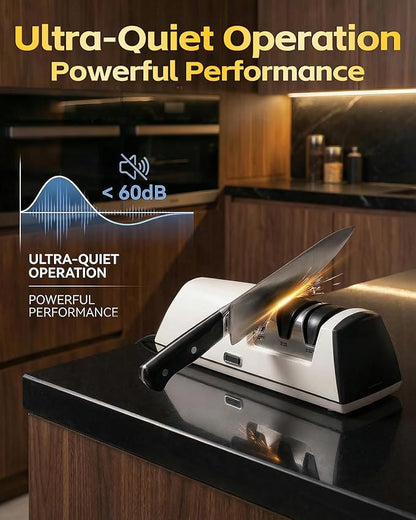 Professional Electric Knife Sharpener, 3-Stage High-Grit Diamond Sharpening