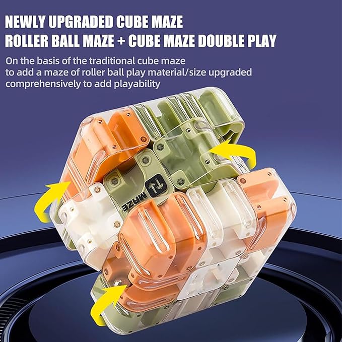 Large 3D Labyrinth Cube Puzzle, 3D Magic Cube Maze Ball Puzzle, Magic Cube Ball Dual-Use, Improve Spatial Recognition and Cultivate Logical Thinking for Adults Teens(Two-Tone)