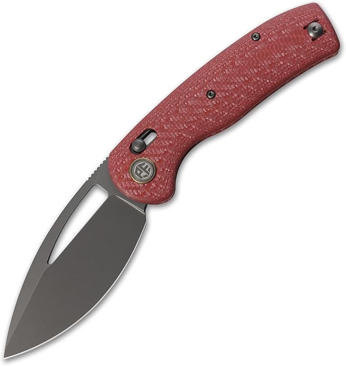 Petrified fish PFP13 Viper Folding Knife,3.5" K110 Steel Stonewashed Blade Carbon Fiber Handle Pocket Knife for Camping EDC Outdoor (Red Stonewashed)