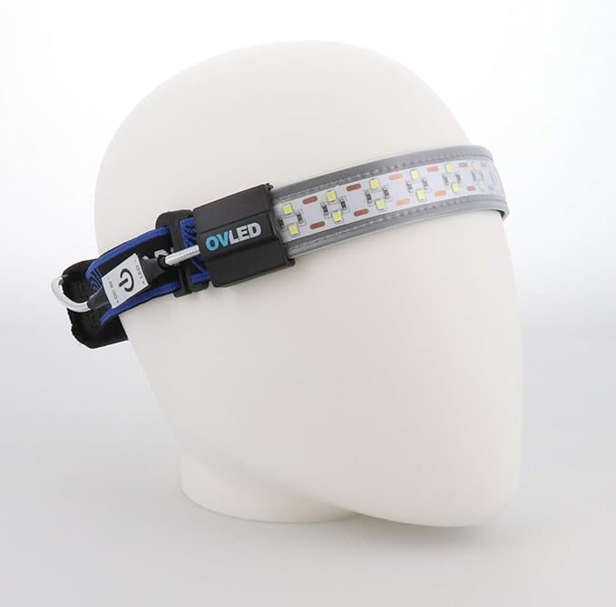 OPTIMAL VENTURES LED Headlamp Liteband Super Lightweight Flex 300 Lumen Bright Head Lamp, AAA Battery Powered Headlamps, Camping, Running, Hard Hat Light, Best Rated for Forehead Flashlight, Blue