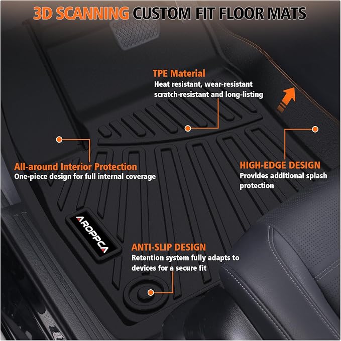 All Weather Floor Mats for 2013-2018 Dodge Ram 1500/2500/3500 Crew-Cab, 2019-2024 for Ram 1500 Classic Crew Cab, TPE Floor Liners Anti-Slip Full Set Mats for Dodge 1500/2500/3500 Accessories