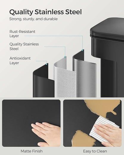 SONGMICS Kitchen Trash Can, 10.5 Gallon Garbage Can, Large Step Trash Bin