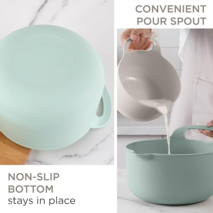 COOK WITH COLOR Nesting Plastic Mixing Bowl Set with Pour Spouts and Handles