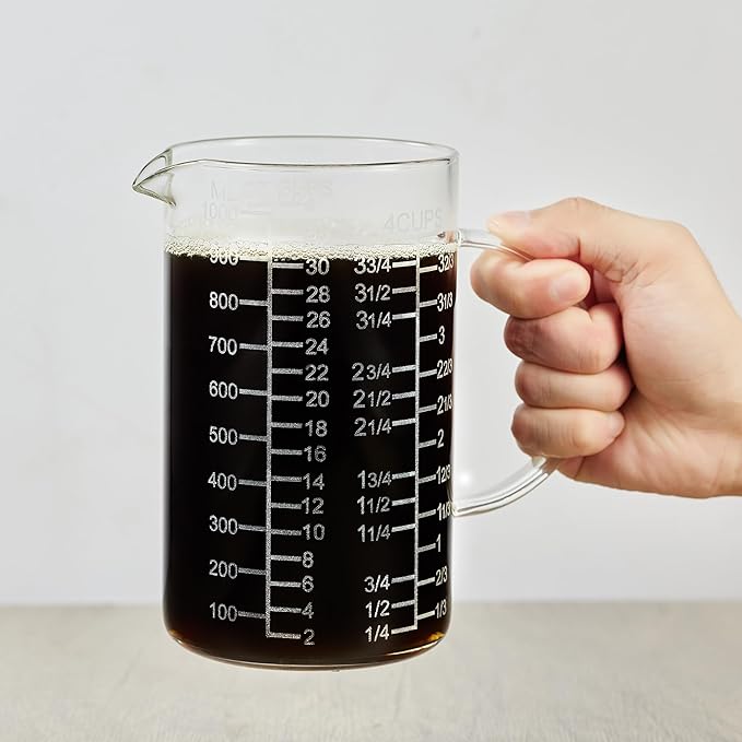 Ackers Mirror Etching Scale Glass Measuring Cup--Made of High Borosilicate