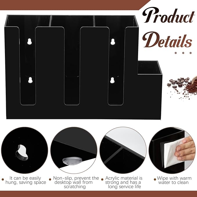 Cunhill 4 Compartments Acrylic Coffee Cup and Lid Storage Organizer Holder