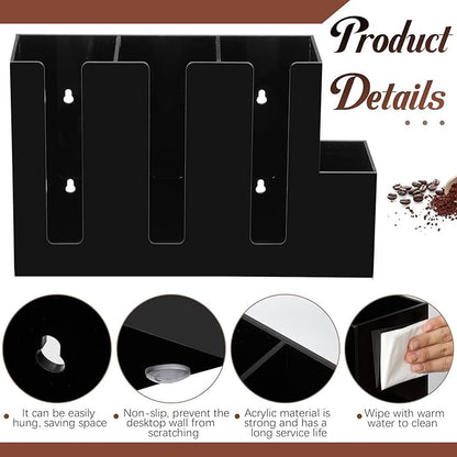 Cunhill 4 Compartments Acrylic Coffee Cup and Lid Storage Organizer Holder