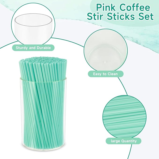 500 Pcs Blue Aqua Coffee Stir Sticks Set Mint Blue Cocktail Straws Coffee