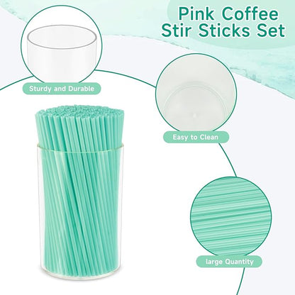 500 Pcs Blue Aqua Coffee Stir Sticks Set Mint Blue Cocktail Straws Coffee