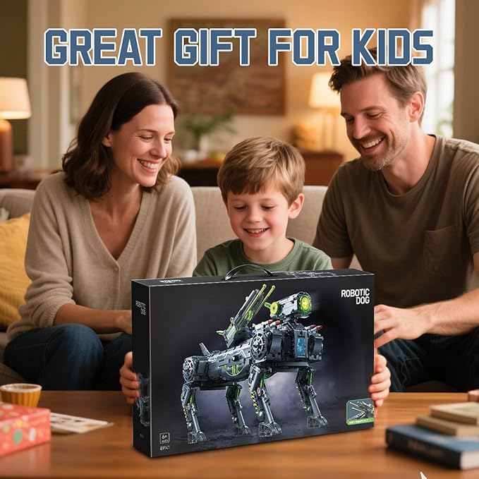 GEVINST Robot Robotic Dog Building Set for Boys Ages 8-12, 1609 Pieces STEM Animal Toys Model Building Kit, Gift for Adults Kids Teens Ages 8-14 (Static)