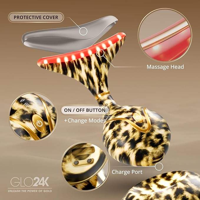GLO24K Red Light for Face and Neck Beauty Device – Triple LED Action &