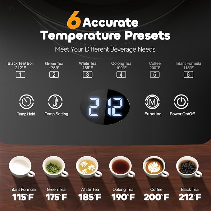 Electric Tea Kettle with Infuser Temperature Control and Automatic Shut Off 24